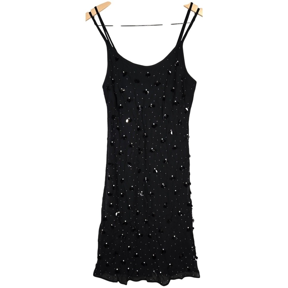 J. Crew Collection Black Sequin Crystal Embellished Slip Dress Size 8‎